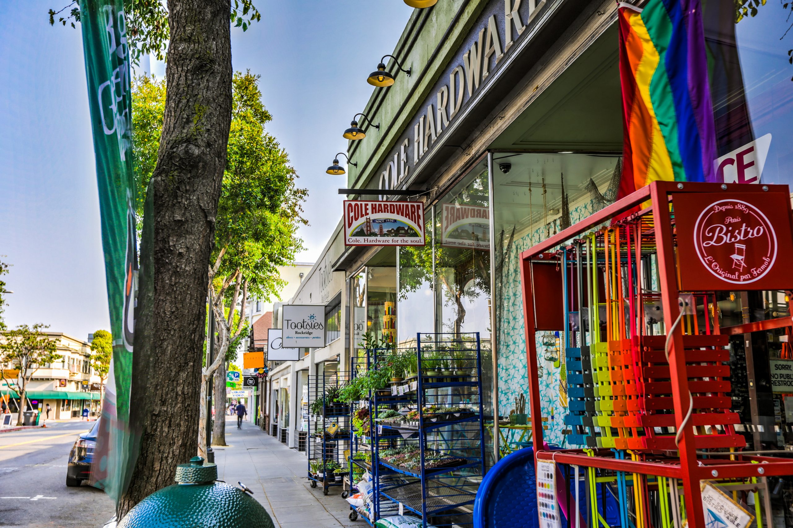 Rockridge Neighborhood, Sidewalk and Stores on College Ave