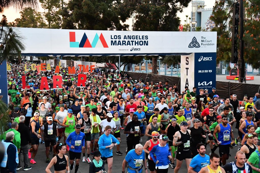 The LA Marathon starting line, where 26,000 people cross over to begin their race!
