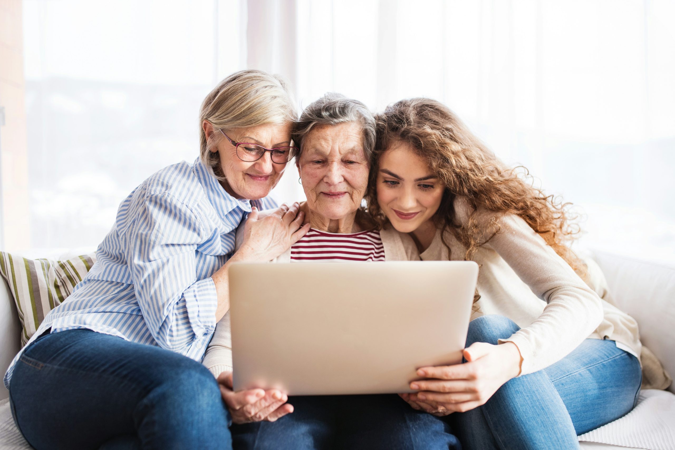 woman looking at a laptop